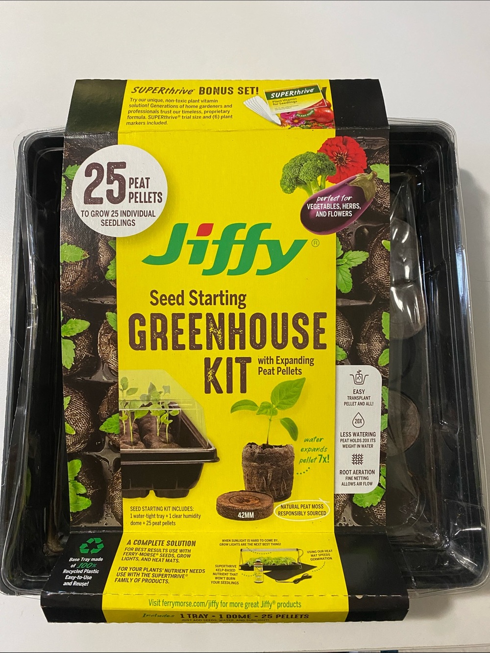 Jiffy Seed Starting Greenhouse Kit with 25 Expanding Peat Pellets 25 Peat